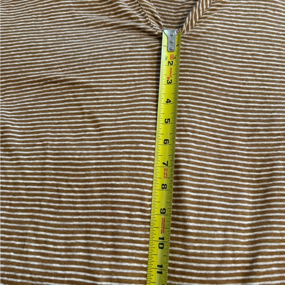 C & C Striped Hoodie Tan & Cream Women's Top, Roll Tab Sleeves. Size Large - Picture 12 of 13